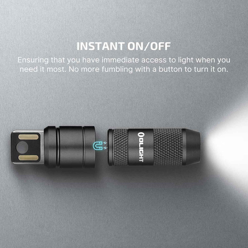 Olight imini 2 EDC rechargeable keychain flashlight, 50 lumens, compact and portable mini LED keyring light with built-in battery, ideal for everyday carry and emergencies, black
