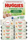 Huggies Natural Care Sensitive Baby Wipes, Unscented, Hypoallergenic, 6 Flip-Top Packs (288 Wipes Total)