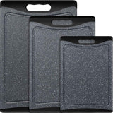 Extra Large Cutting Boards, Plastic Cutting Boards for Kitchen (Set of 3) Cutting Board Set Dishwasher Chopping Board with Juice Grooves Easy-Grip Handles, Dark Grey, Empune