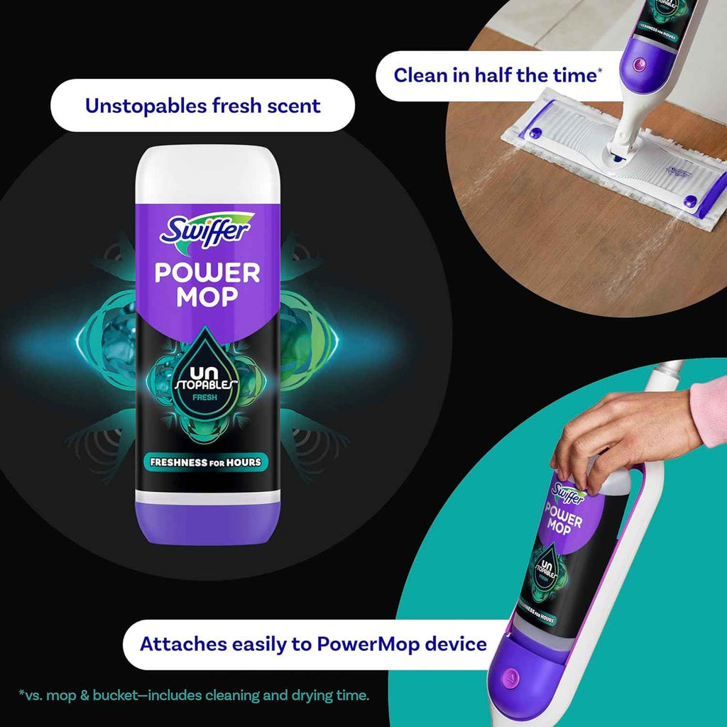 swiffer powermop unstopables fresh scent floor cleaning solution with 2 pack