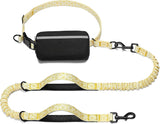 iYoShop hands-free dog leash with zipper pouch and dual padded handles for medium and large dogs (large, 25-120 lbs, black)