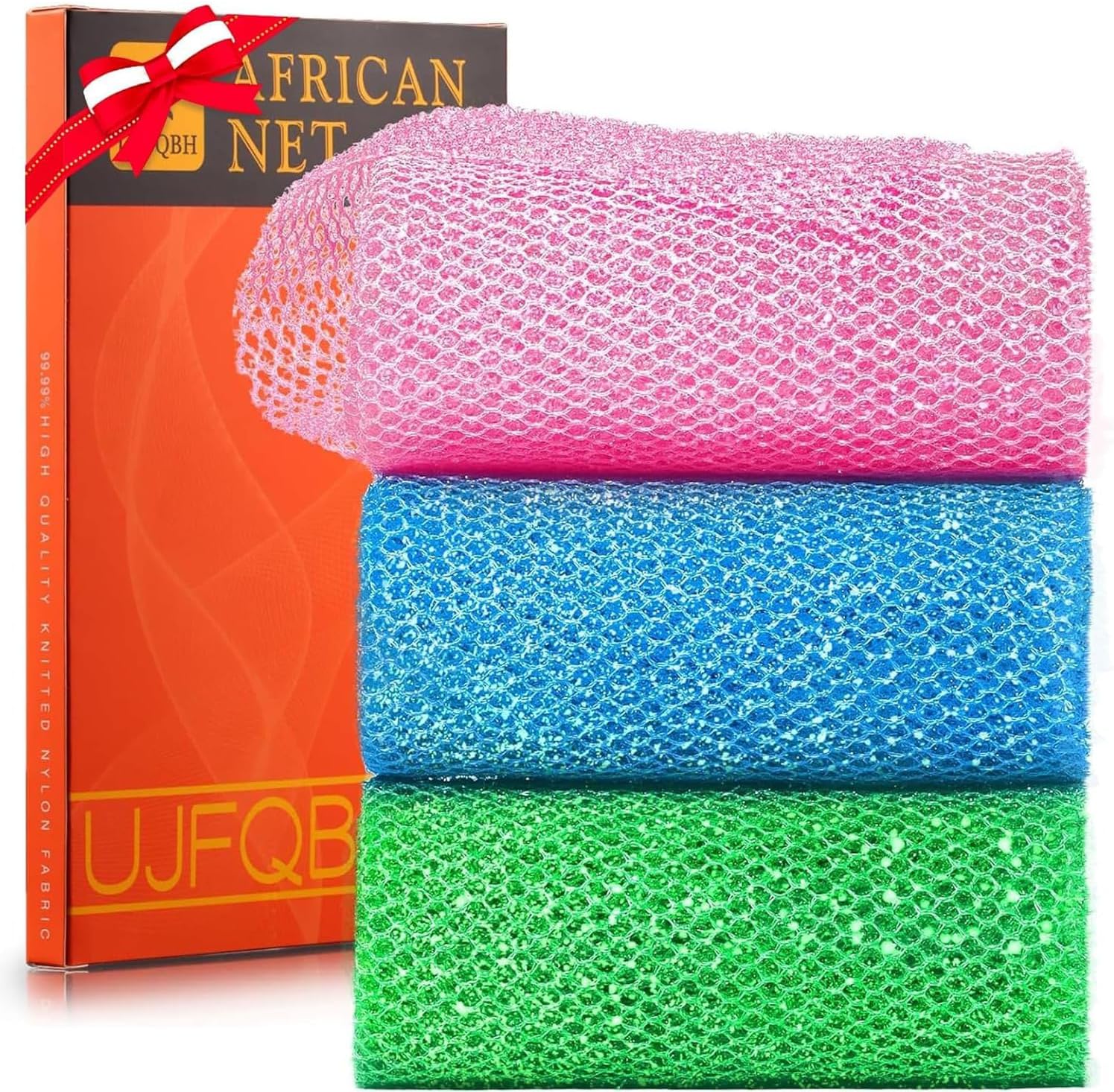 ujfqbh 3 pieces african bath sponge pink yellow purple exfoliating shower body scrubber