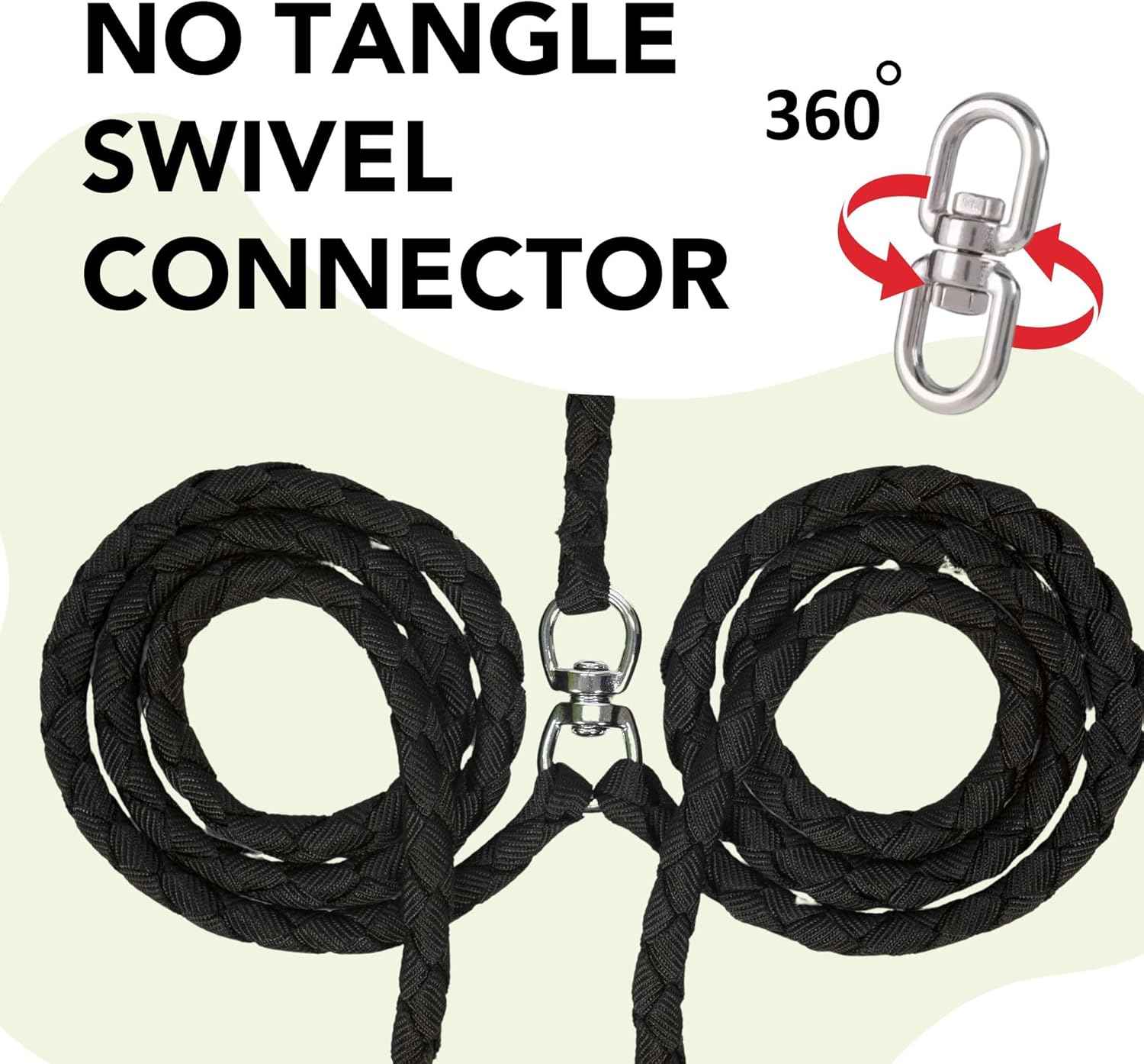 Caldwell's Pet Supply Co. Dual Dog Leash, Double Dog Leash for Two Dogs, Tangle Free, Heavy Duty Double Ended Tandem Leashes with Padded Handle with Tangle-free Swivel, for Small, Medium or Large Dogs