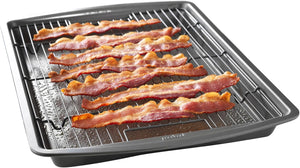 GoodCook 15” x 10.5” Nonstick Carbon Steel Baking Pan & Raised Wire Rack – Pizza Crisper, Crispy Bacon, MultiPLrpose Cooking Sheet Pan, Cooling Rack, Kitchen Cookware Set, Dishwasher Safe