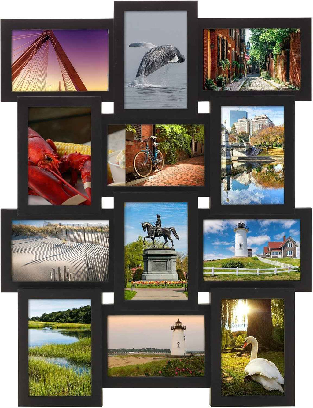 Melannco 18x23 inch black collage picture frame - multi-photo frame with 12 openings for family photos and home decor