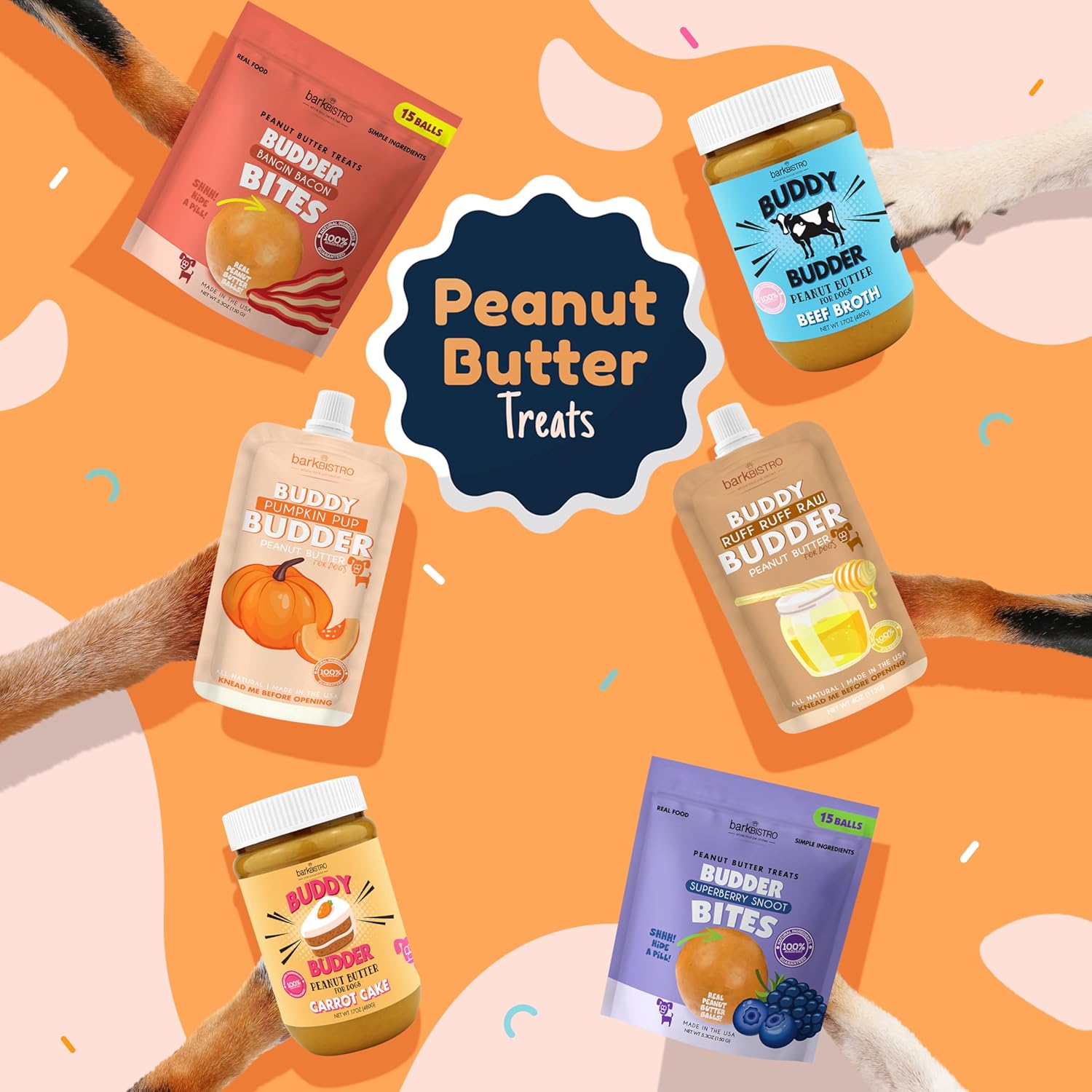 Ruff Ruff Raw natural dog peanut butter, 17 oz jar, Made in USA, healthy dog treats for puppies and adult dogs