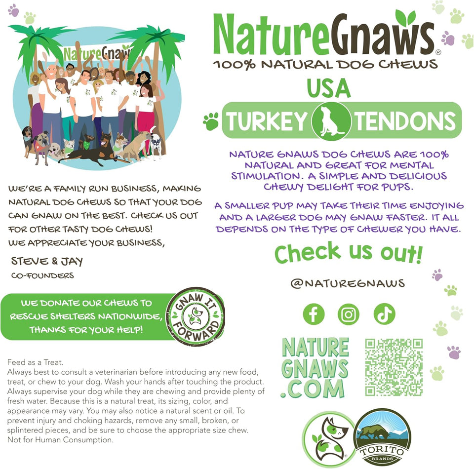 nature gnaws usa turkey tendons for small medium large breed dogs 4oz grain free reward snack