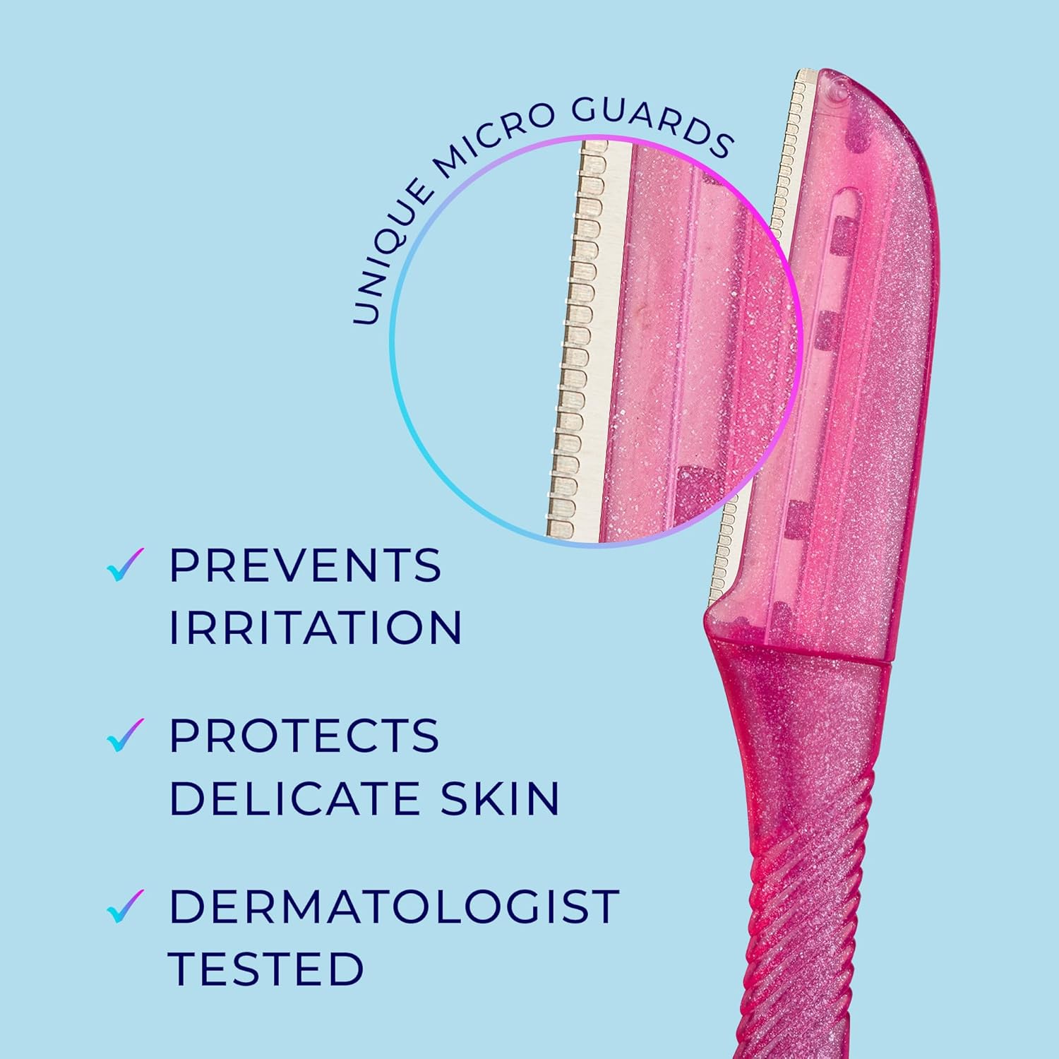 Schick Hydro Silk Touch-Up Dermaplaning tool for precision eyebrow shaping and peach fuzz removal, 3ct