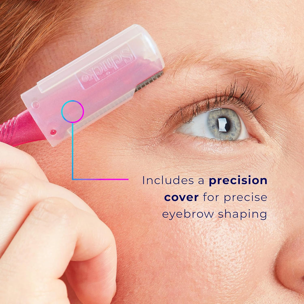 Schick Hydro Silk Touch-Up Dermaplaning tool for precision eyebrow shaping and peach fuzz removal, 3ct