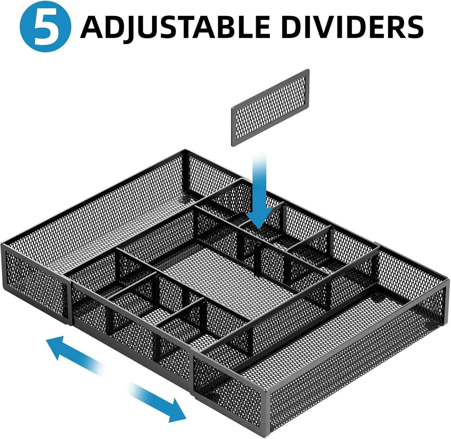 marbrasse expandable desk drawer organizer with 10 adjustable black compartments perfect for office supplies