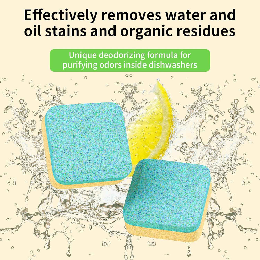Lemon Scent Dishwasher Cleaner and Deodorizer Tablets, 24 Pack - Removes Limescale & Odor, Safe for All Dishwashers