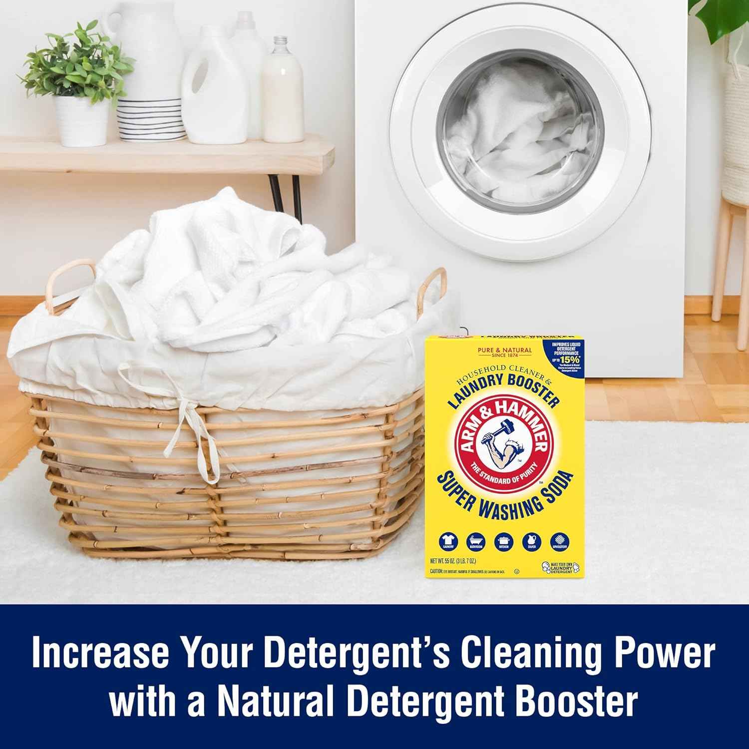 ARM & HAMMER Super Washing Soda, 55 oz Household Cleaner & Laundry Booster