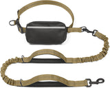 iYoShop hands-free dog leash with zipper pouch and dual padded handles for medium and large dogs (large, 25-120 lbs, black)
