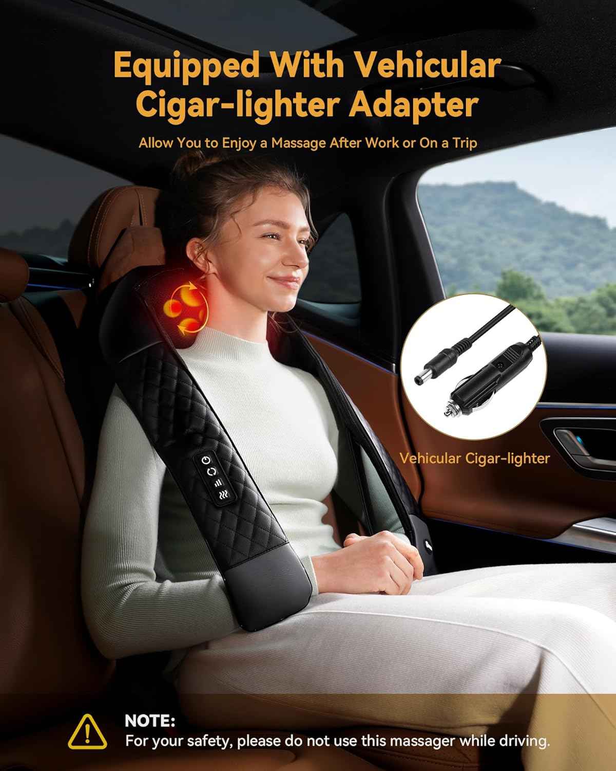 Shiatsu neck and back massager with heat, 4D deep tissue kneading for leg and full body muscle pain relief, ergonomic design