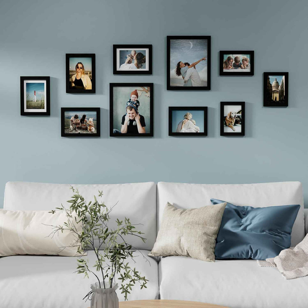 Vittanly 10-pack picture frames collage wall decor set with 8x10, 5x7, 4x6 frames, black engineered wood