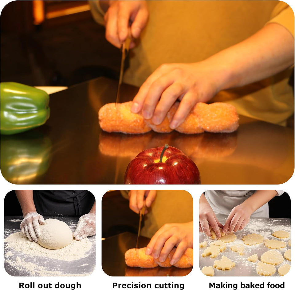 Stainless Steel Cutting Boards for Kitchen, Kneading Cutting Board Mats, Metal Cutting Board for Meat, Fruits, Vegetables, Bread, and Baking Small Cutting Boards (40 x 30cm/15.7 x 11.8 in)