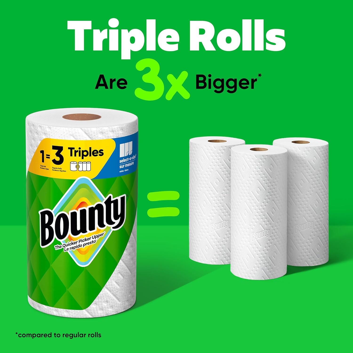 Bounty Select-A-Size Paper Towels, White, 8 Triple Rolls = 24 Regular Rolls - ShopUS