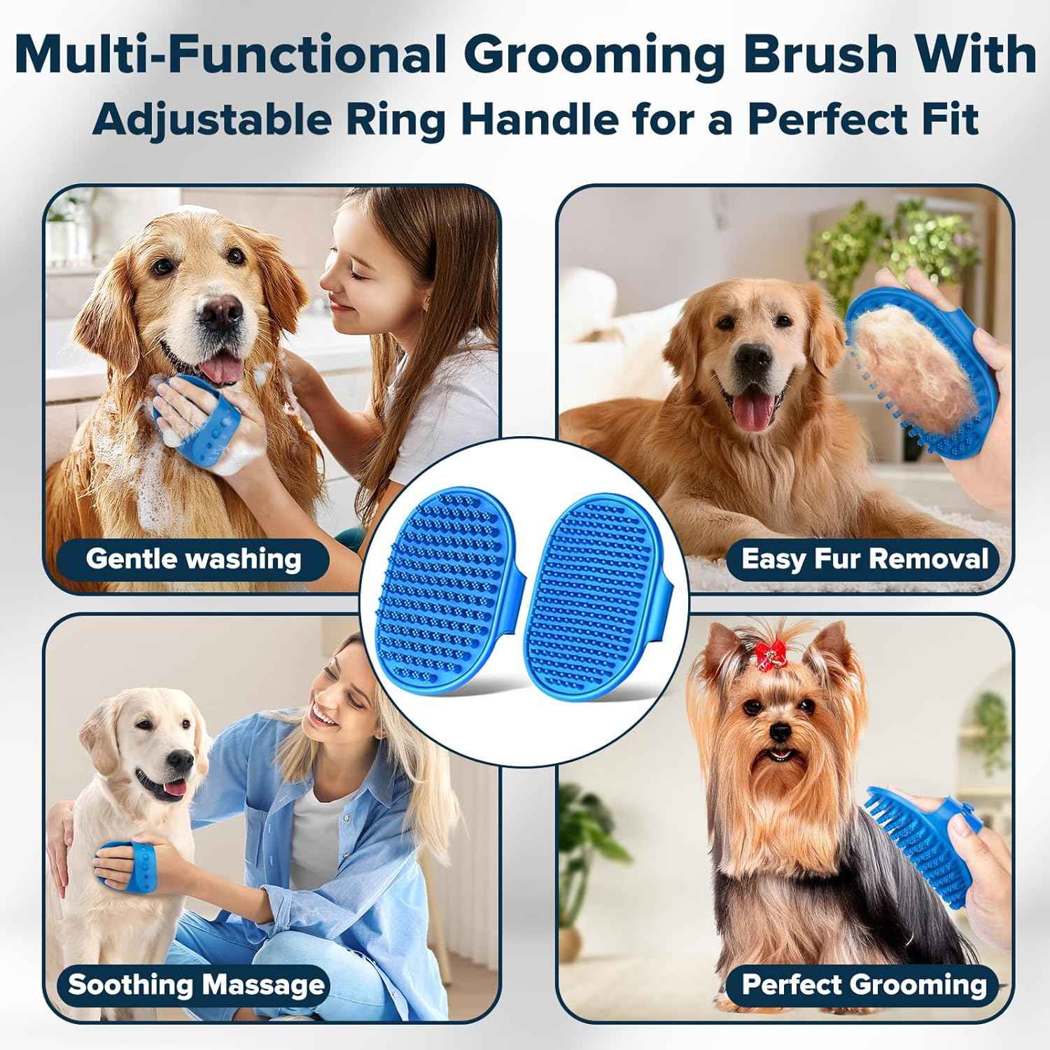 navy blue pet grooming kit for dogs cats and horses dog washing gloves bath brush supplies