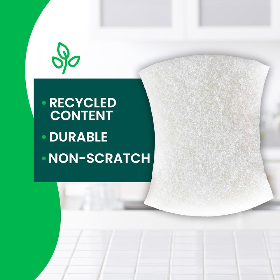 Scotch-Brite Greener Clean Non-Scratch Scrub Sponge, Sponge for Washing Dishes, Cleaning Kitchen, Superior Performance and Made with Sustainable Materials, Dishwasher Safe, 3 Scrub Sponges