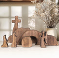 Nerosun wooden Easter resurrection scene and cross decoration set for religious home office tabletop