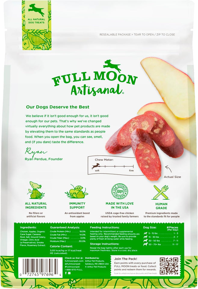full moon usa crafted all natural chicken apple sausage 12.0 oz for dogs