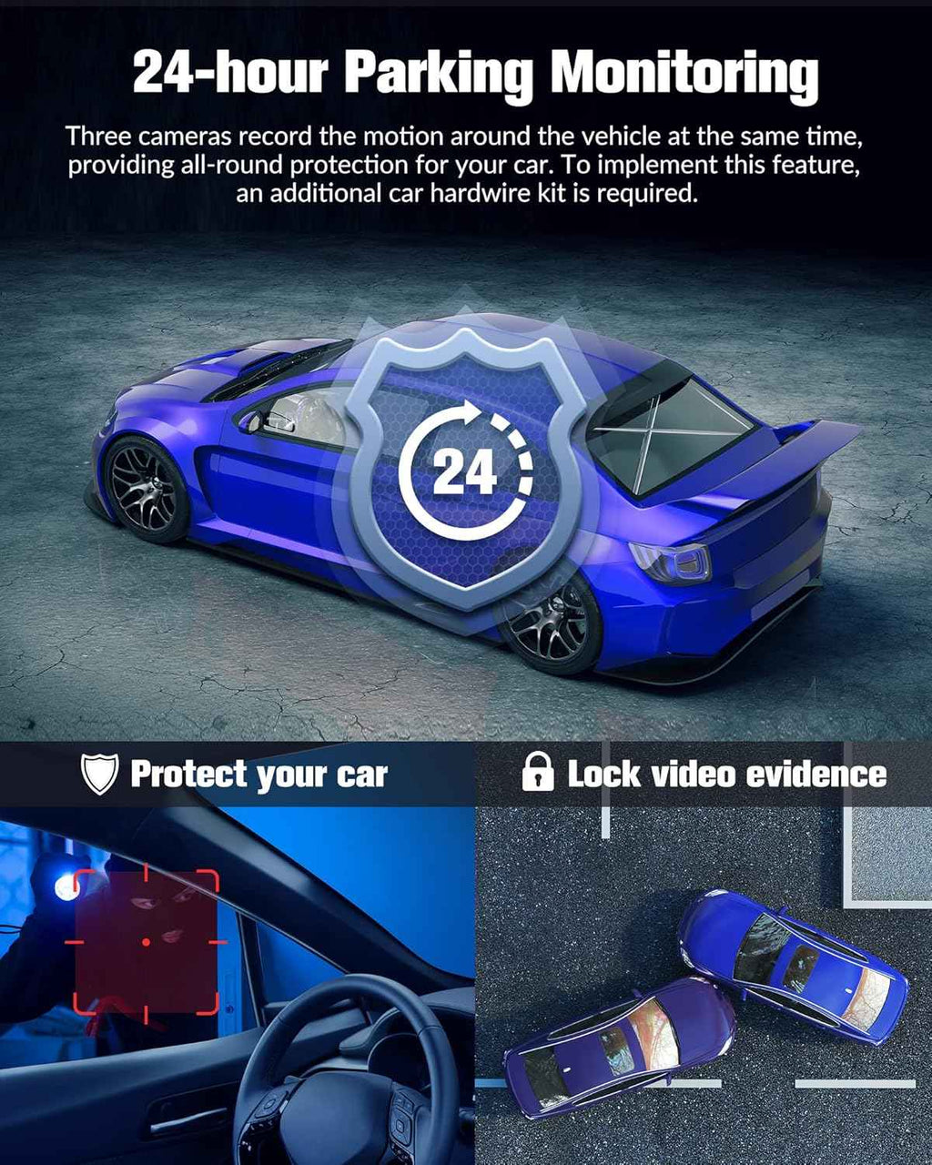 Dash Camera for Cars, 4K UHD Car Camera with 32GB Card, Super Night Vision, 170° Wide Angle and 24H Parking Mode
