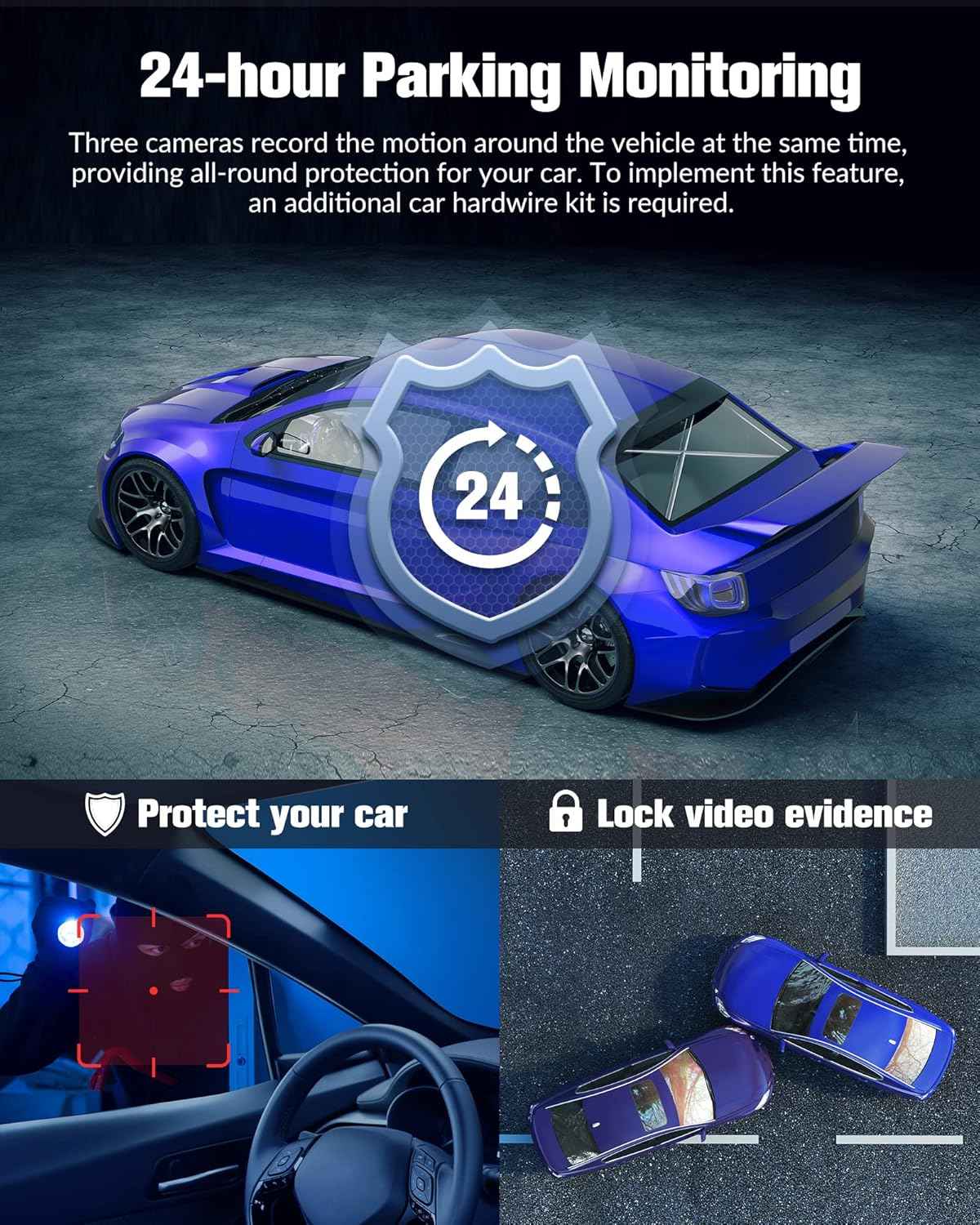 Dash Camera for Cars, 4K UHD Car Camera with 32GB Card, Super Night Vision, 170° Wide Angle and 24H Parking Mode