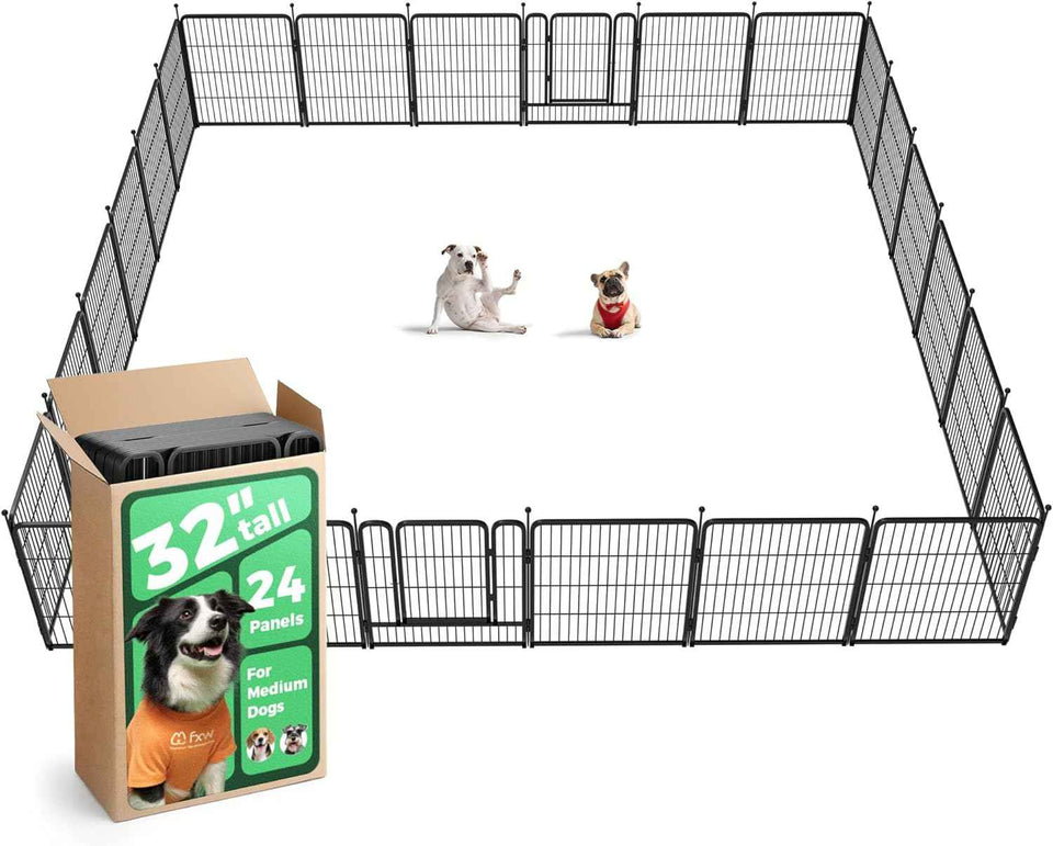 FXW Rollick Unleashed Dog Playpen for Indoor, Yard, RV Camping, 24 inch 8 Panels for Small and Puppy Dogs, Black│Patented