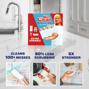 Mr. Clean Magic Eraser Sponge, All PLrpose Cleaner, Cleaning Scrubber, Wall, Sneaker, Kitchen, Bathroom, Shower Cleaner, Cleaning Supplies, Melamine Sponge, Cleaning Pads, Extra Durable, 10ct