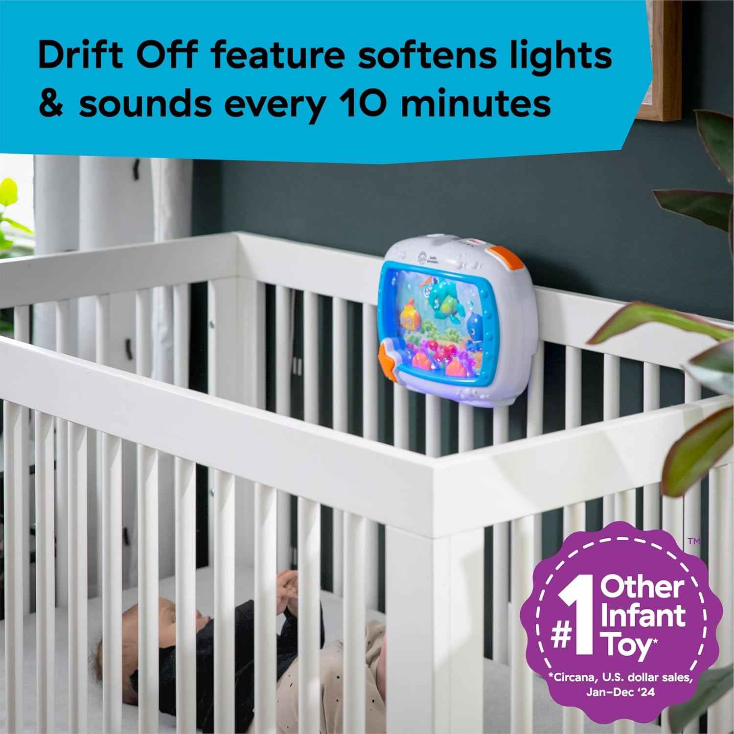 Baby Einstein Sea Dreams Soother Musical Crib Toy and Sound Machine, Newborn and up
