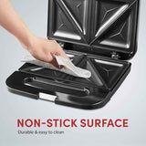 Elite Gourmet ESM2207XSS Sandwich Panini Maker Grilled Cheese, Machine Tuna Melt Omelets Non-stick Cooking Surface, 2 Slice, 750 Watts, Stainless Steel