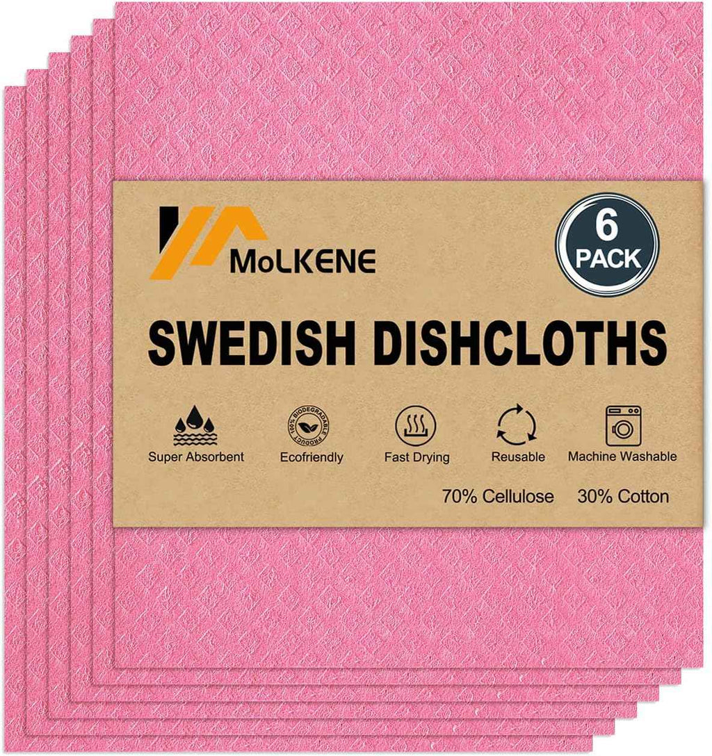 Swedish Dish Cloths - 10 Pack Reusable Kitchen Dishcloths - Ultra Absorbent Dish Towels for Washing Dishes - Cellulose Sponge Cloth Cleaning Rag - Assorted