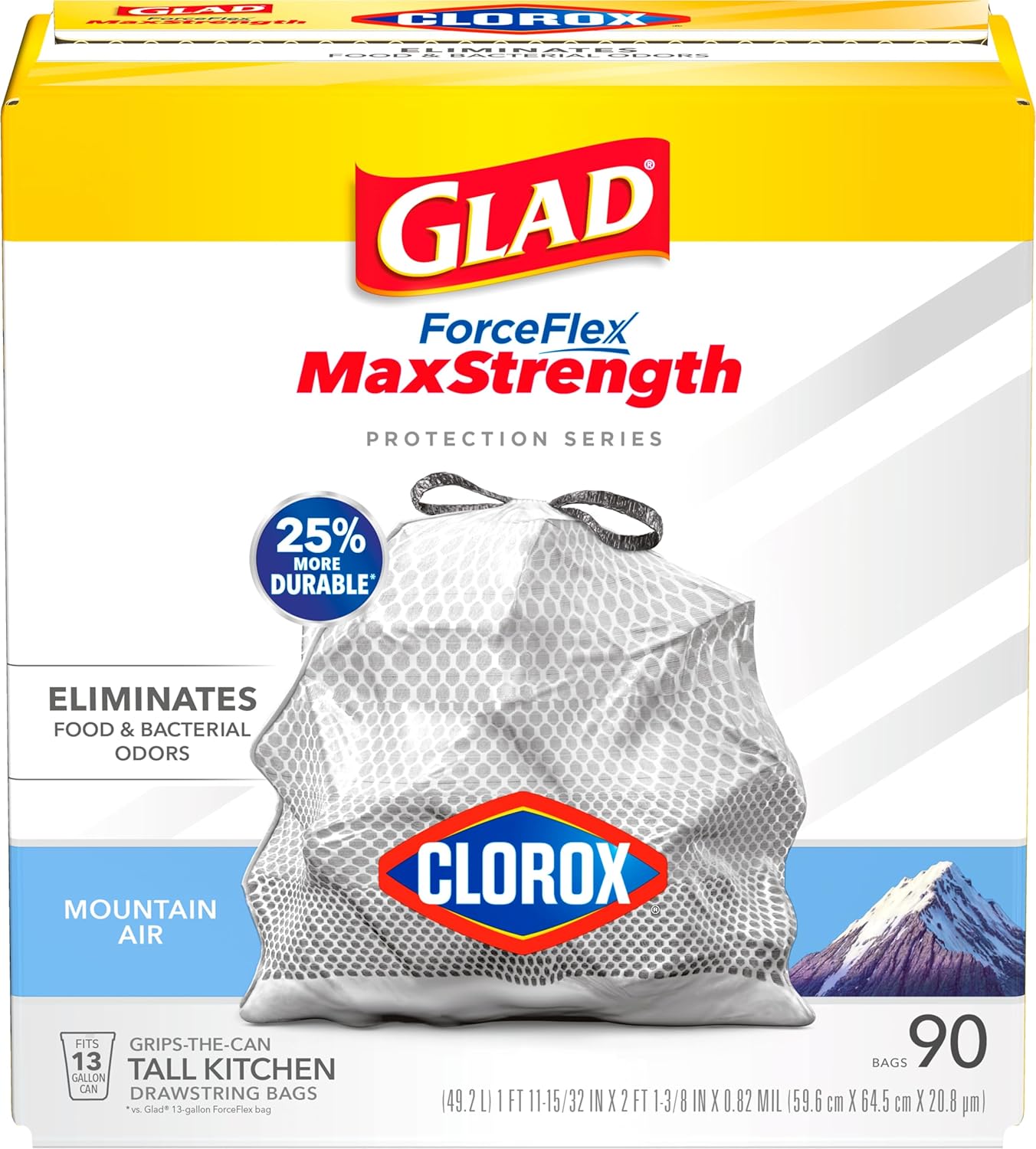 Glad Tall Kitchen Trash Bags 13 Gallon, MaxStrength Cherry Blossom Garbage Bags, Drawstring, 90 Count - ShopUS