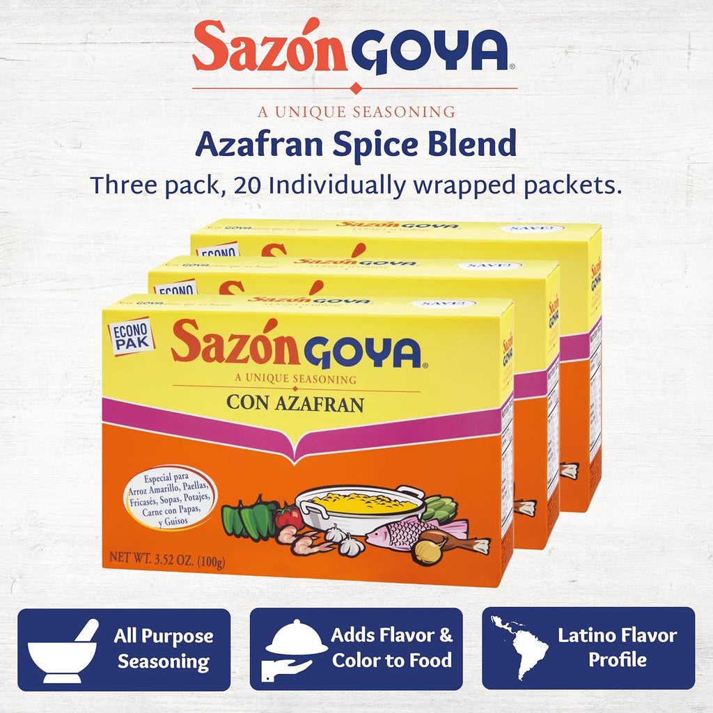 goya sazon seasoning with azafran 3.52 ounce pack of 3 for authentic latino cuisine