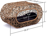 d+ garden cat hideaway house for indoor cats, faux rattan cat bed with top/side entry and enclosed space, 24.5 x 13.3 x 13.8 inches, pet friendly