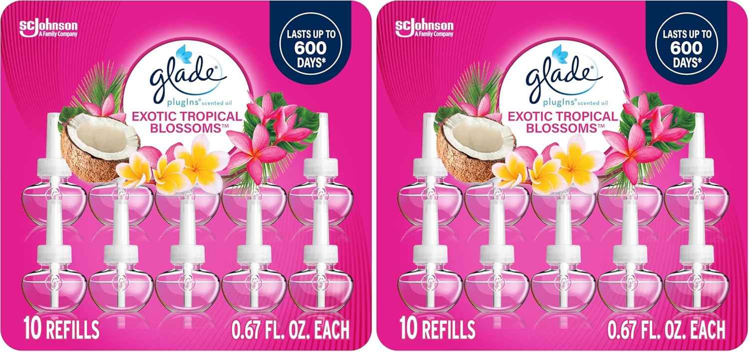 Glade PlugIns Refills Air Freshener, Scented and Essential Oils for Home and Bathroom, Hawaiian Breeze, 6.7 Fl Oz, 10 Count