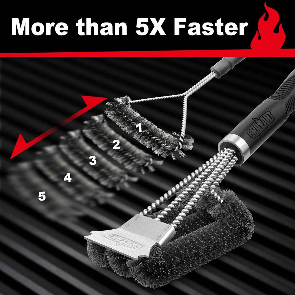 GRILLART Grill Brush and Scraper, Extra Strong BBQ Cleaner Accessories for Gas/Charcoal Grilling Grates