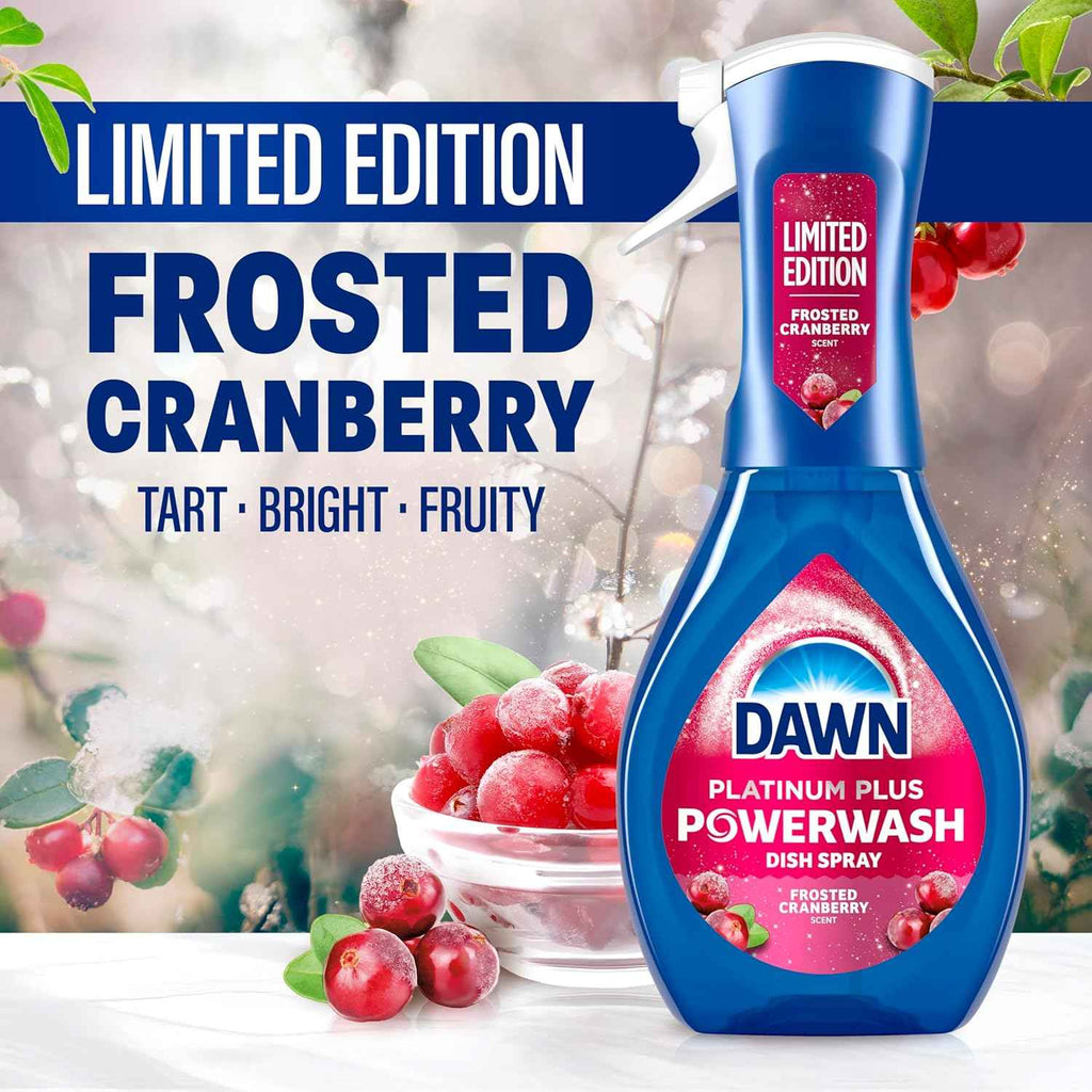 Frosted cranberry dawn 16 fl oz powerwash spray for dishes, effective grease remover with 3 cleaning boosters