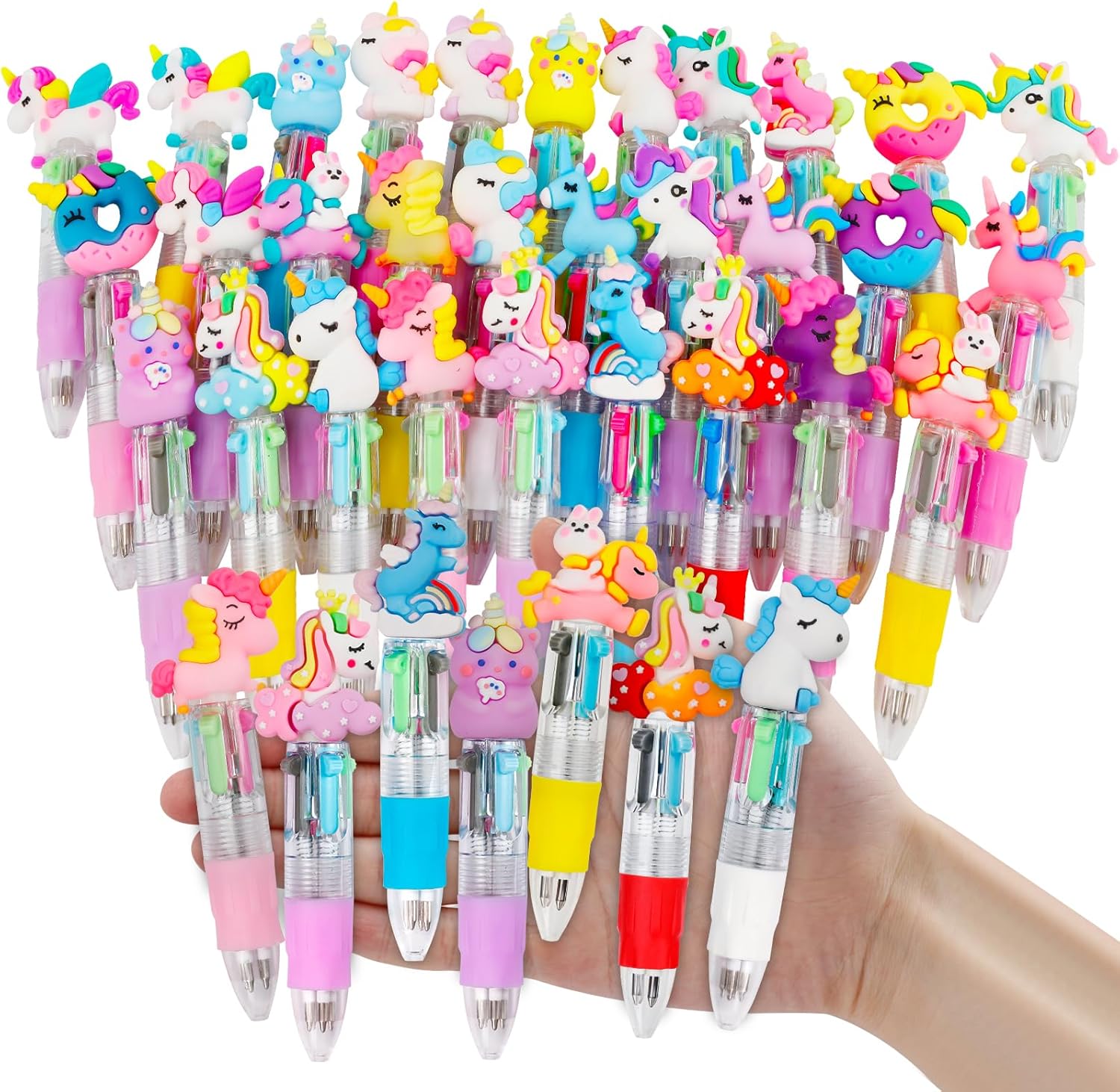 cZWZ 20Pcs Mini Multicolor Pens 4-in-1 Cute Ballpoint Pens for Kids Birthday Party Favors Gifts Teacher Supplies