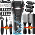 Wea&Hea Electric Callus Remover for Feet with 3 Roller Heads 2 Speed Rechargeable Waterproof Professional Pedicure Kit 17 in 1 Foot File Tools Perfect for Dead Hard Cracked Dry Skin