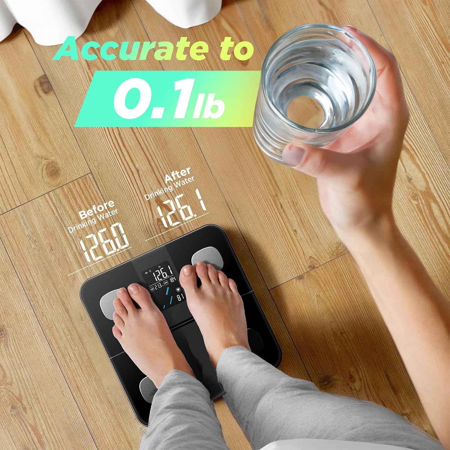 RunStar Smart Scale for Body Weight and Fat Percentage, High Accuracy 400lb Capacity Digital Bathroom Scale with Large Display