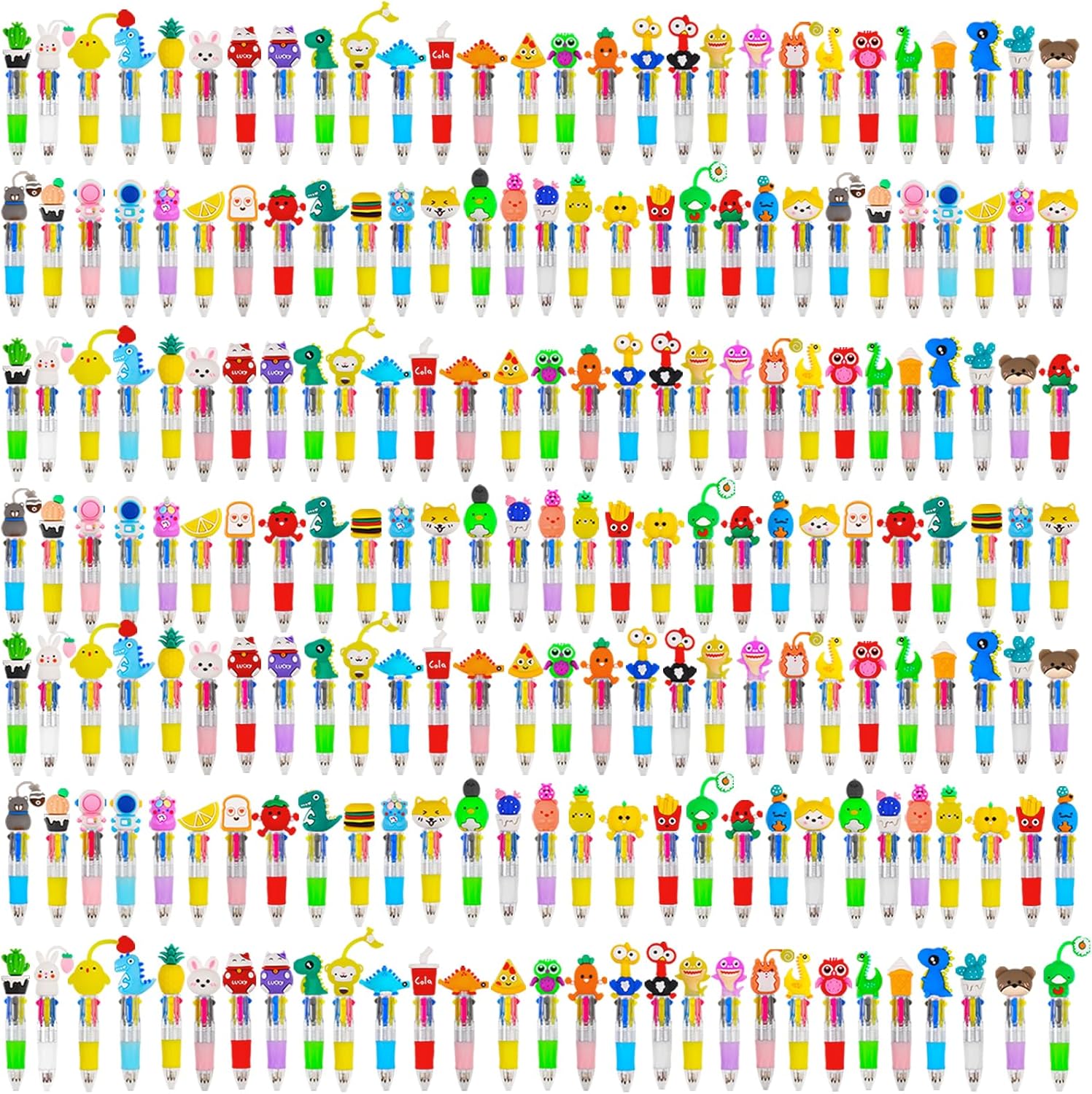 cZWZ 20Pcs Mini Multicolor Pens 4-in-1 Cute Ballpoint Pens for Kids Birthday Party Favors Gifts Teacher Supplies
