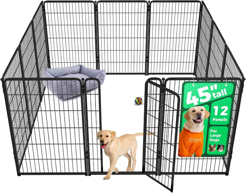 FXW Homeplus Unleashed Indoor Dog Playpen - Stress-Free and Safe Play, Heavy Duty 24 Inch 6 Panels Dog Pen for Puppy and Small Dogs, Black│Patented