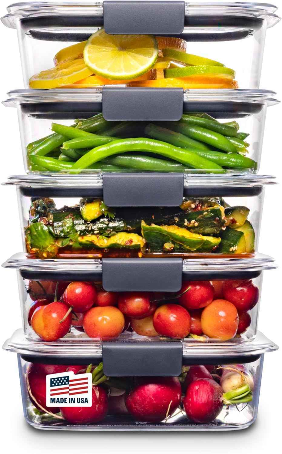 Rubbermaid Brilliance BPA Free 44-Piece Food Storage Containers Set Airtight Leak-Proof with Lids for Meal Prep Lunch and Leftovers