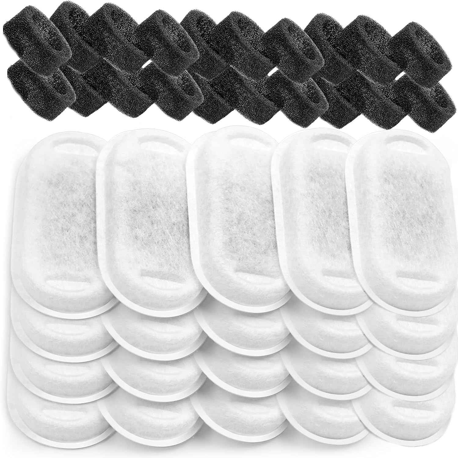 Cat Water Fountain Filters for Stainless Steel 67oz/2L Adjustable Water Flow Pet Fountain, 8 Pack Pet Replacement Filters with 8 Sponges