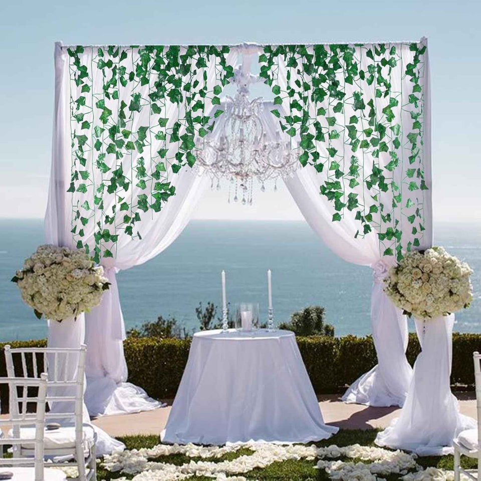 Fake Vines for Room Decor(12 Pack 84 Feet) Aesthetic Artificial Plant Ivy Leaves Hanging Greenery Garlands for Home Bedroom Wall Wedding Christmas Party Office Patio Outdoor Garden Décor