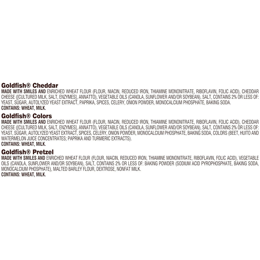 Goldfish Crackers Big Smiles Variety Pack: Cheddar, Colors, and Pretzels, Snack Packs, 30 Count