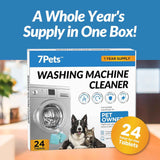 Washing Machine Cleaner Tablets | 24 Count 1-Year Supply | Formulated for Pet Owners | Pet-Friendly Deep Descaler | HE, Top & Front Load | Septic Safe & Eco-Friendly | Eliminates Odor & Residue