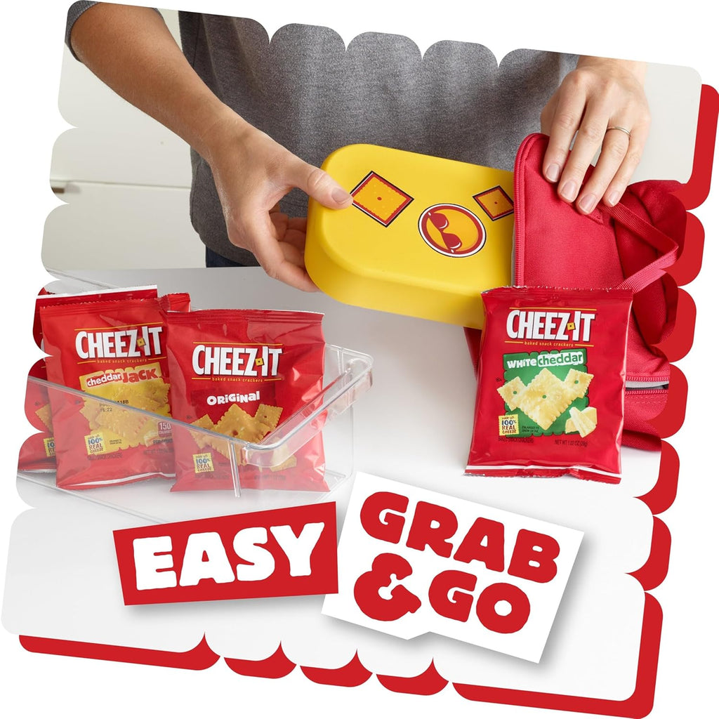 cheez-it variety pack, 12.1oz box, 12 packs, original, white cheddar, cheddar jack flavors