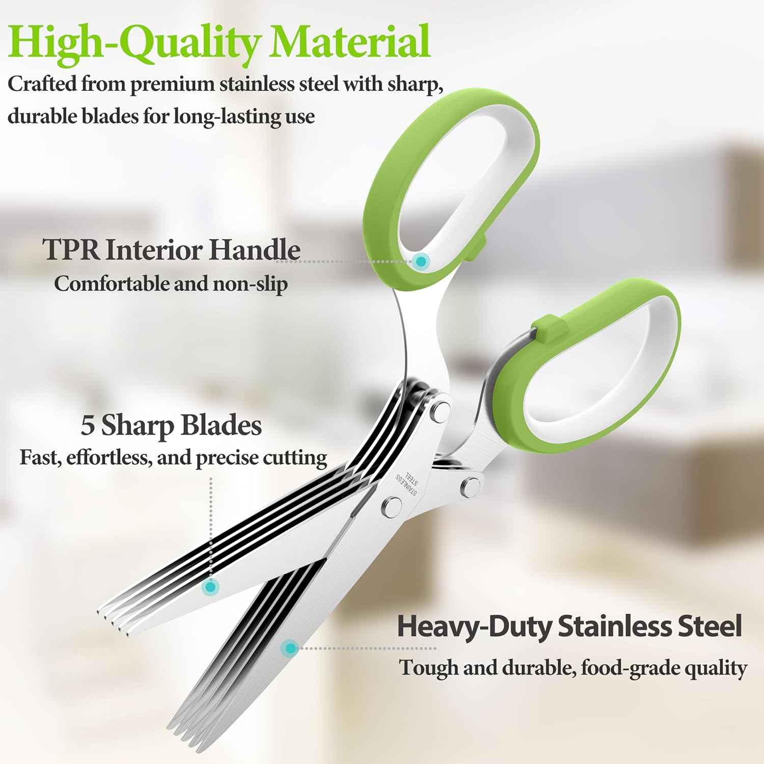 2025 Upgraded Herb Scissors with Sharp Stainless Steel Blades for Fresh Herbs and Cooking
